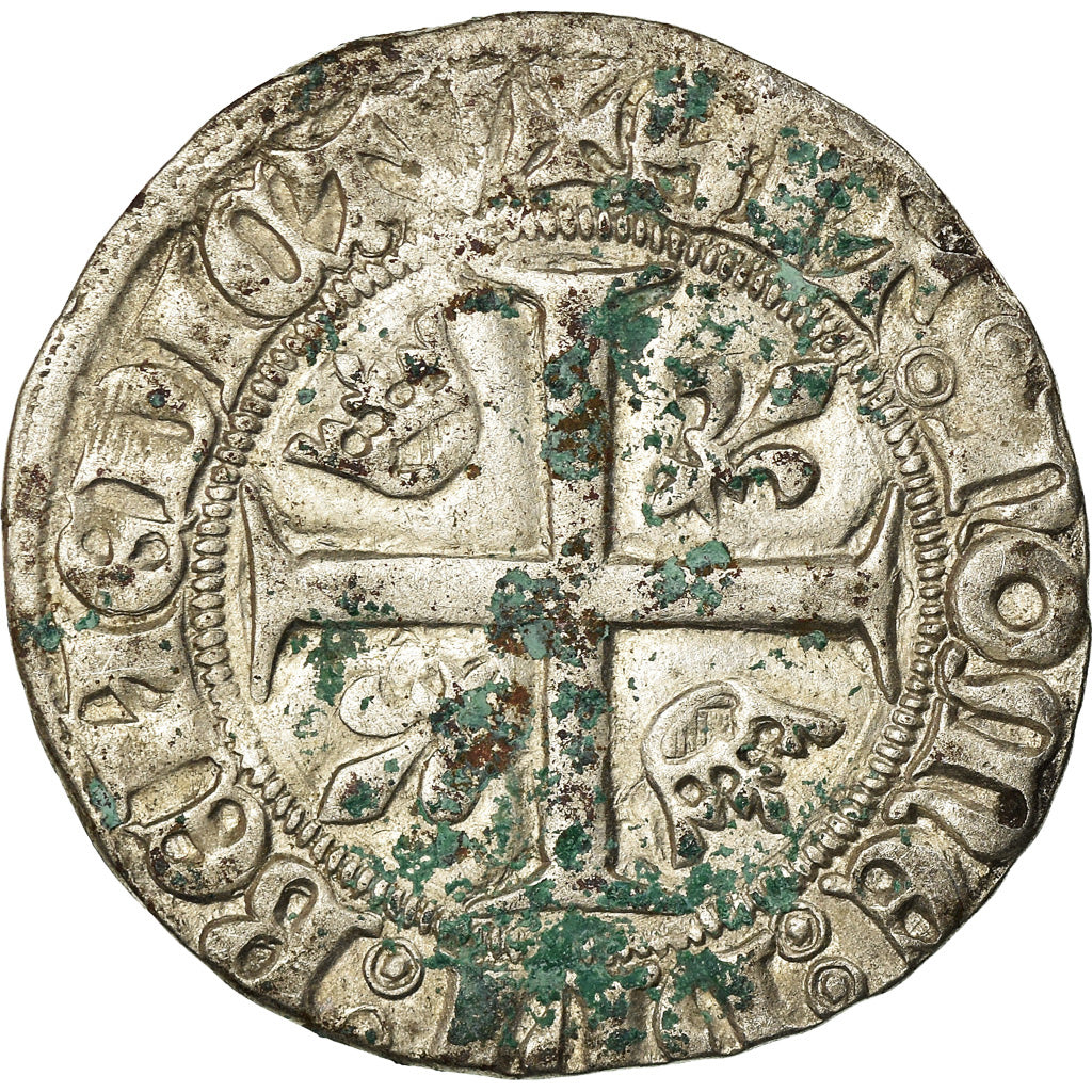 Monnaie, France, Charles VI, Blanc Guénar, Saint Lô, TB, Billon, Duplessy:377A