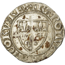 Coin, France, Charles VI, Blanc Guénar, Saint Lô, VF(30-35), Billon