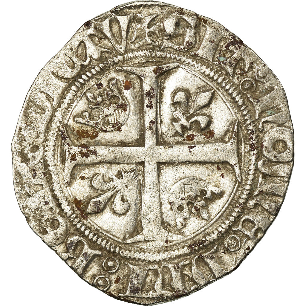 Coin, France, Charles VI, Blanc Guénar, Saint Lô, VF(30-35), Billon
