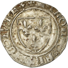 Coin, France, Charles VI, Blanc Guénar, Saint Lô, VF(30-35), Billon