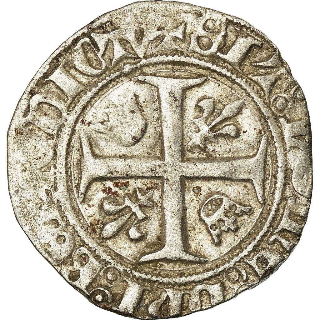 Coin, France, Charles VI, Blanc Guénar, Saint Lô, VF(30-35), Billon