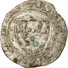 Coin, France, Charles VI, Blanc Guénar, Romans, VF(20-25), Billon