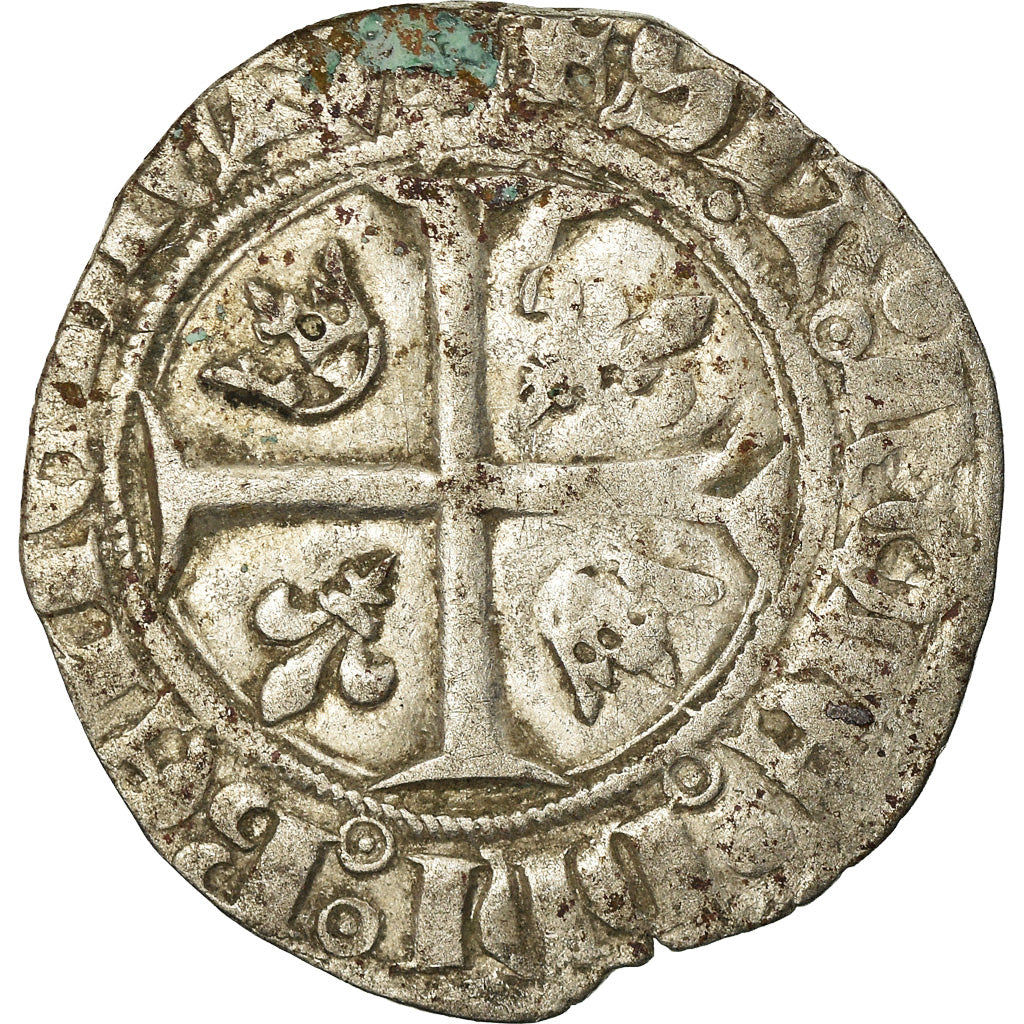 Coin, France, Charles VI, Blanc Guénar, Romans, VF(20-25), Billon