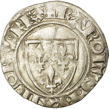 Coin, France, Charles VI, Blanc Guénar, Romans, EF(40-45), Billon