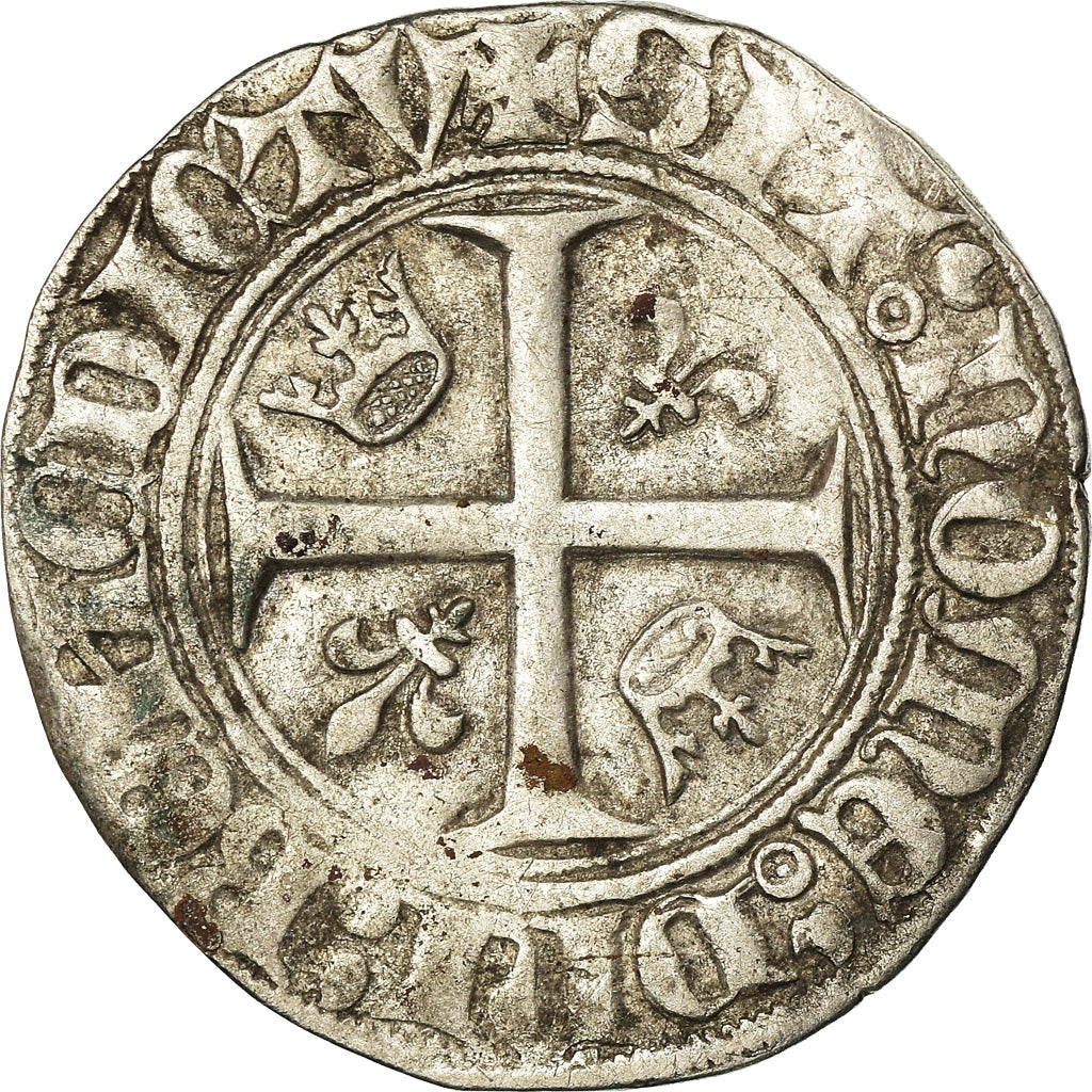 Monnaie, France, Charles VI, Blanc Guénar, TB, Billon, Duplessy:377
