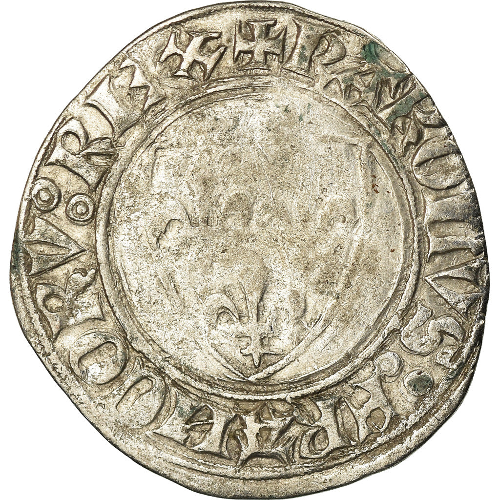 Monnaie, France, Charles VI, Blanc Guénar, TB, Billon, Duplessy:377