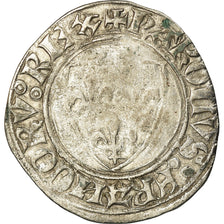 Monnaie, France, Charles VI, Blanc Guénar, TB, Billon, Duplessy:377
