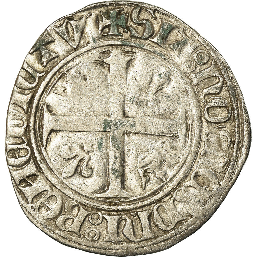 Monnaie, France, Charles VI, Blanc Guénar, TB, Billon, Duplessy:377
