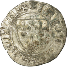 Moneta, Francja, Charles VI, Blanc Guénar, VF(20-25), Bilon, Duplessy:377