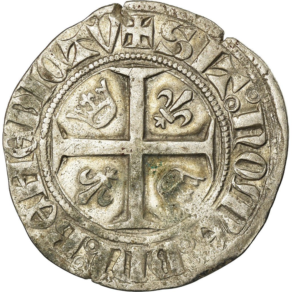Monnaie, France, Charles VI, Blanc Guénar, TB, Billon, Duplessy:377