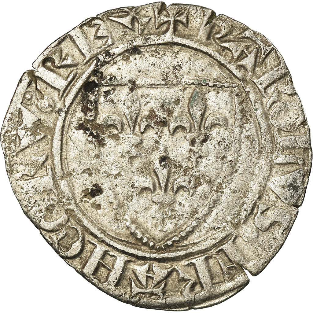 Monnaie, France, Charles VI, Blanc Guénar, TB, Billon, Duplessy:377