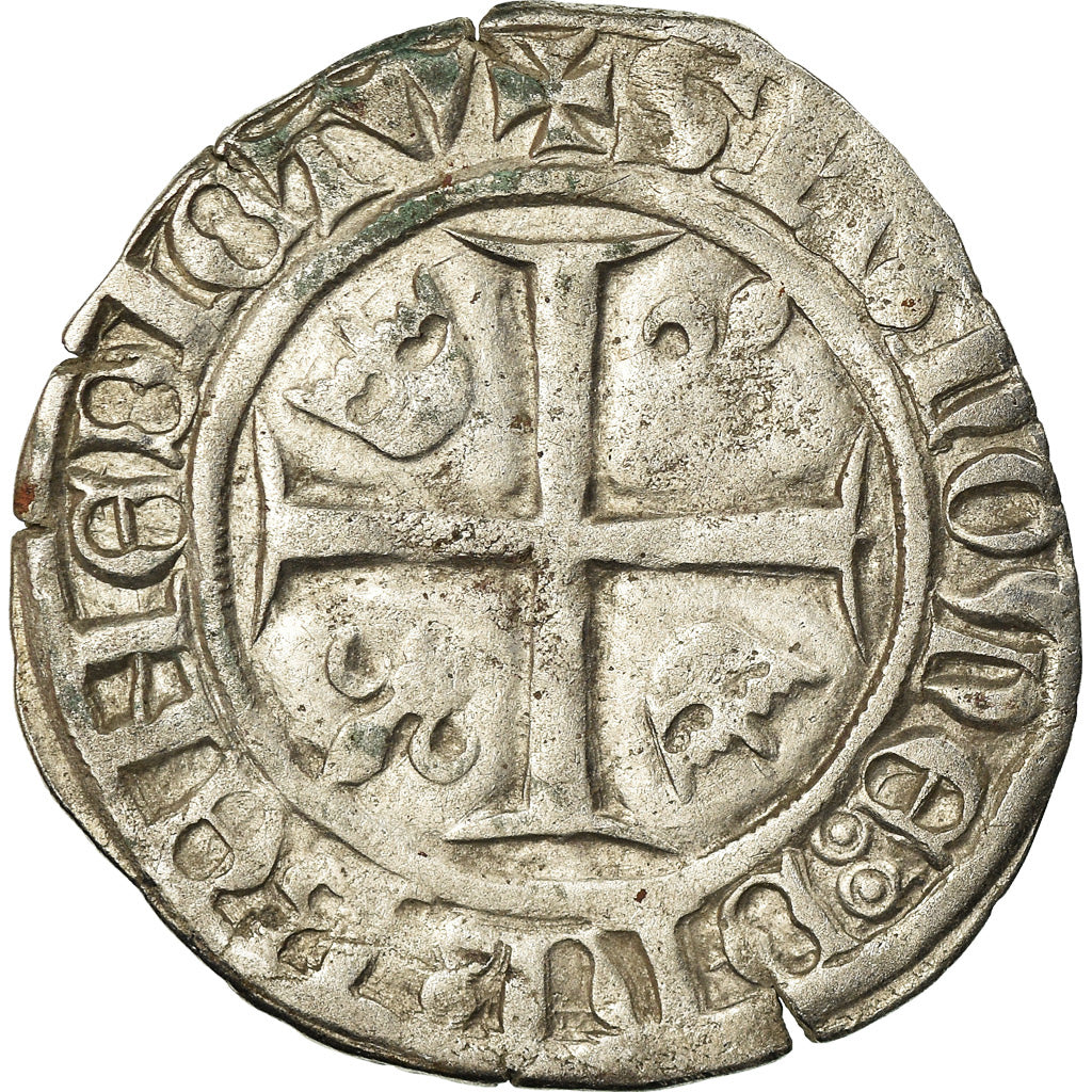 Monnaie, France, Charles VI, Blanc Guénar, TB, Billon, Duplessy:377