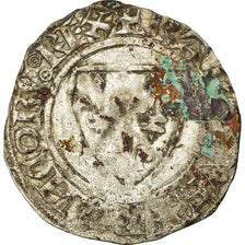 Moneta, Francja, Charles VI, Blanc Guénar, Rouen, VF(20-25), Bilon