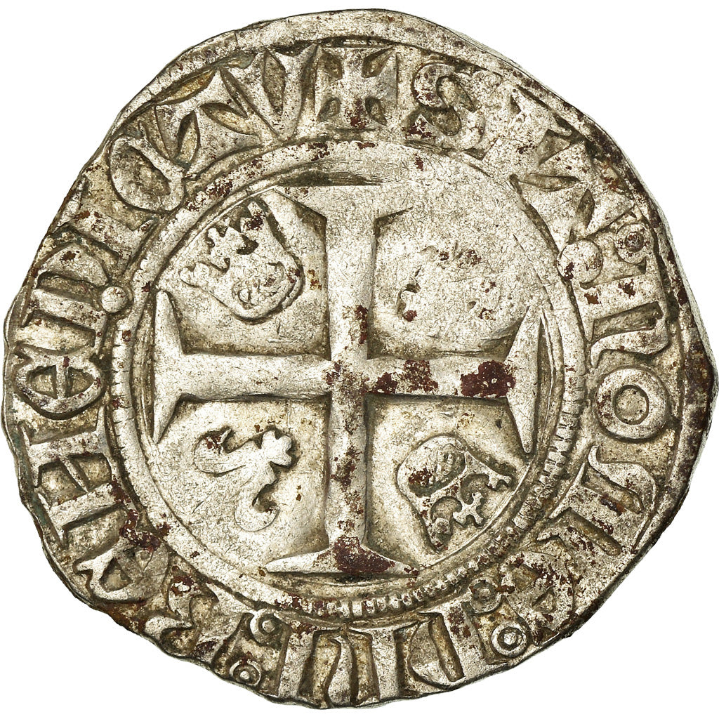 Coin, France, Charles VI, Blanc Guénar, Rouen, VF(20-25), Billon, Duplessy:377A