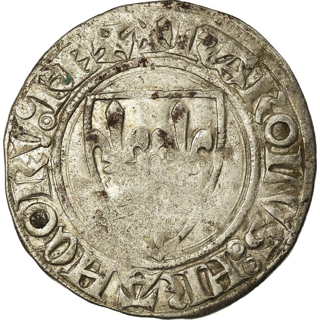 Coin, France, Charles VI, Blanc Guénar, Rouen, VF(20-25), Billon, Duplessy:377A