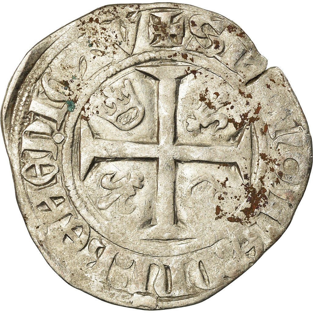 Coin, France, Charles VI, Blanc Guénar, Rouen, VF(20-25), Billon, Duplessy:377A
