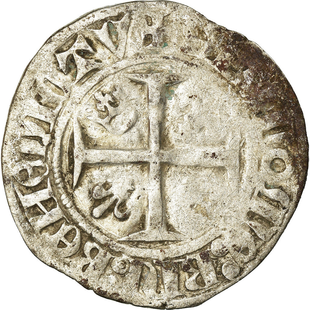 Coin, France, Charles VI, Blanc Guénar, Rouen, VF(20-25), Billon, Duplessy:377A