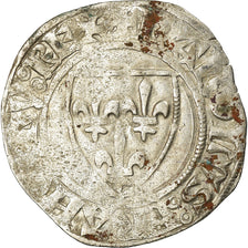 Coin, France, Charles VI, Blanc Guénar, Rouen, VF(20-25), Billon, Duplessy:377A