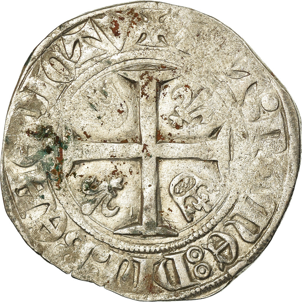 Coin, France, Charles VI, Blanc Guénar, Rouen, VF(20-25), Billon, Duplessy:377A