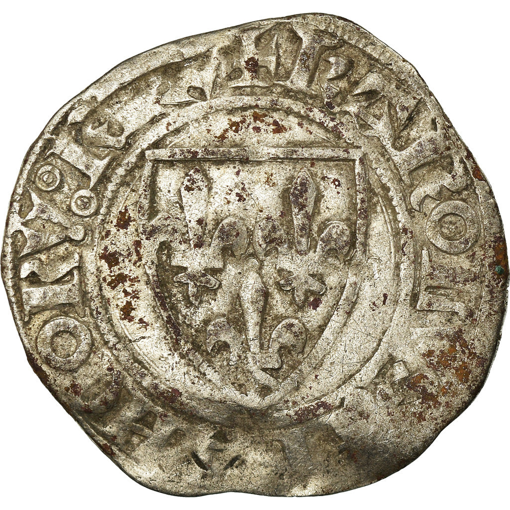 Coin, France, Charles VI, Blanc Guénar, Rouen, VF(30-35), Billon, Duplessy:377A