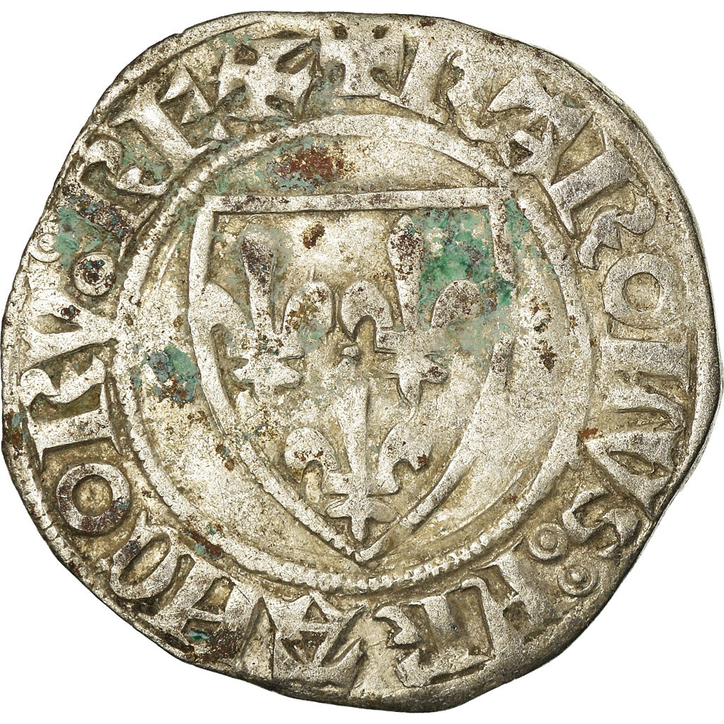 Coin, France, Charles VI, Blanc Guénar, Rouen, VF(30-35), Billon, Duplessy:377A