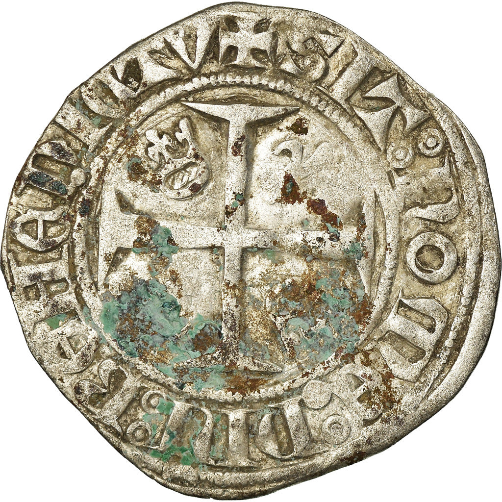 Coin, France, Charles VI, Blanc Guénar, Rouen, VF(30-35), Billon, Duplessy:377A