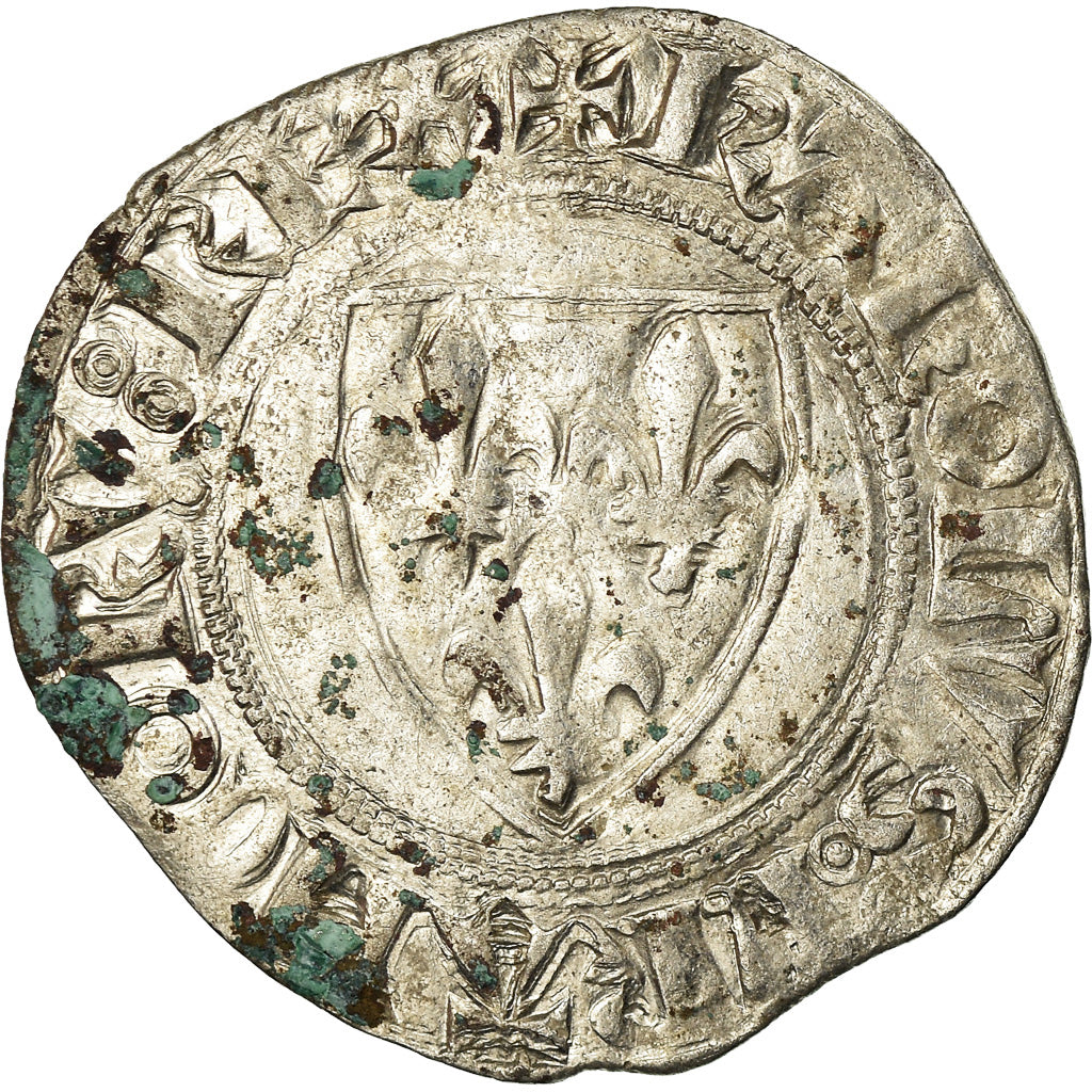 Coin, France, Charles VI, Blanc Guénar, Rouen, VF(30-35), Billon, Duplessy:377A