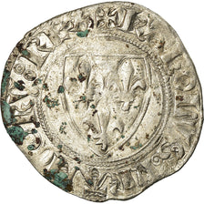 Coin, France, Charles VI, Blanc Guénar, Rouen, VF(30-35), Billon, Duplessy:377A