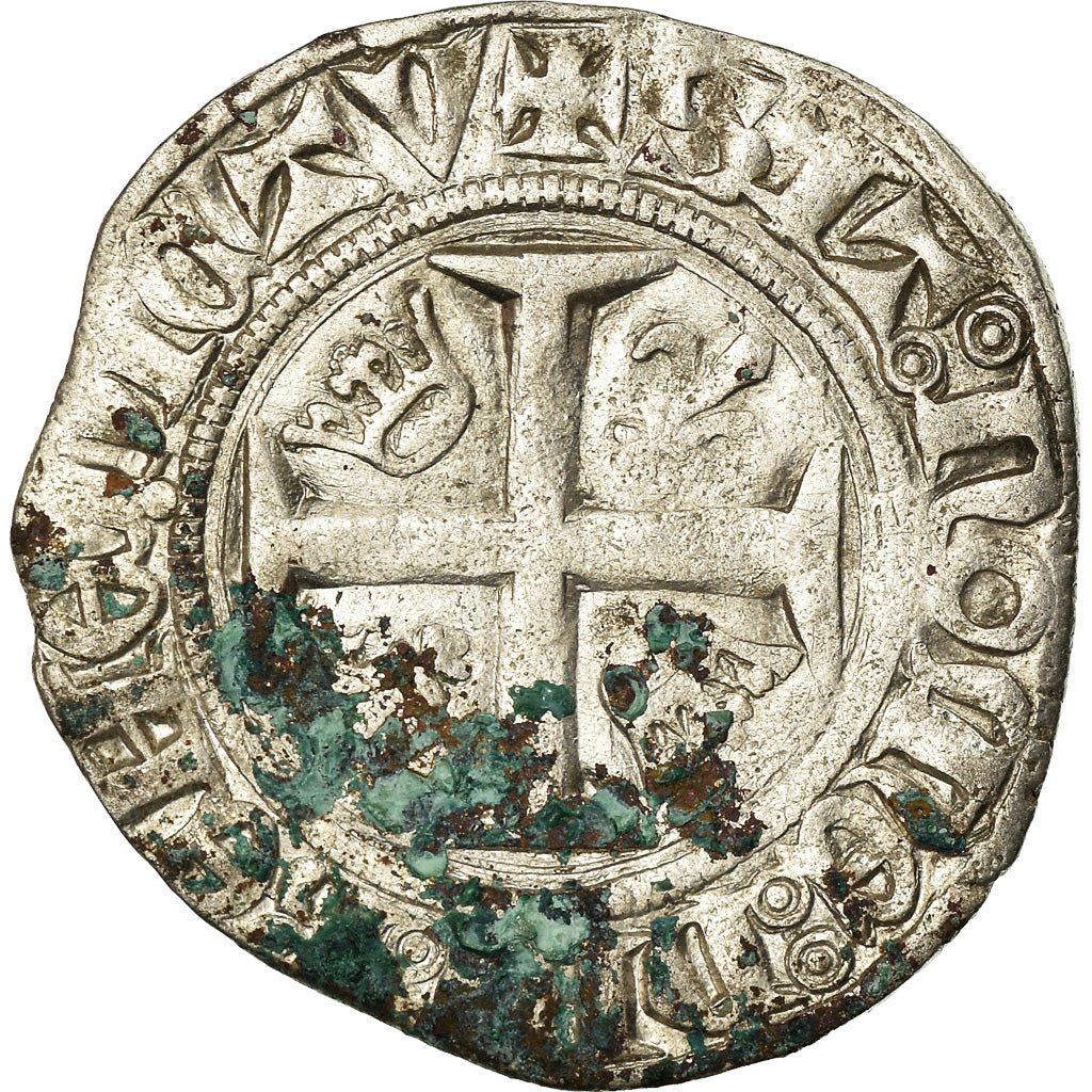 Coin, France, Charles VI, Blanc Guénar, Rouen, VF(30-35), Billon, Duplessy:377A
