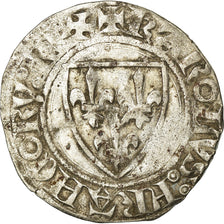 Coin, France, Charles VI, Blanc Guénar, Rouen, VF(30-35), Billon, Duplessy:377A