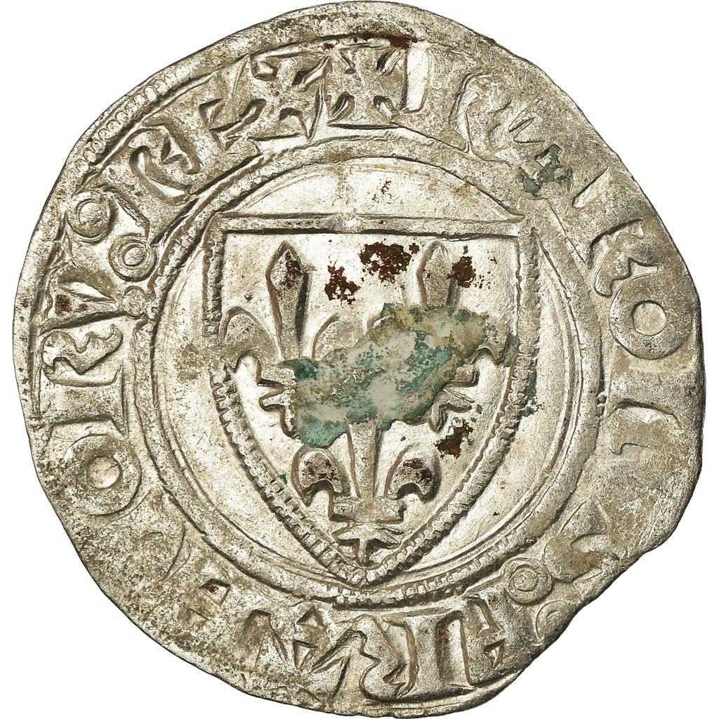 Coin, France, Charles VI, Blanc Guénar, Rouen, VF(30-35), Billon, Duplessy:377A