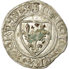 Coin, France, Charles VI, Blanc Guénar, Rouen, VF(30-35), Billon, Duplessy:377A