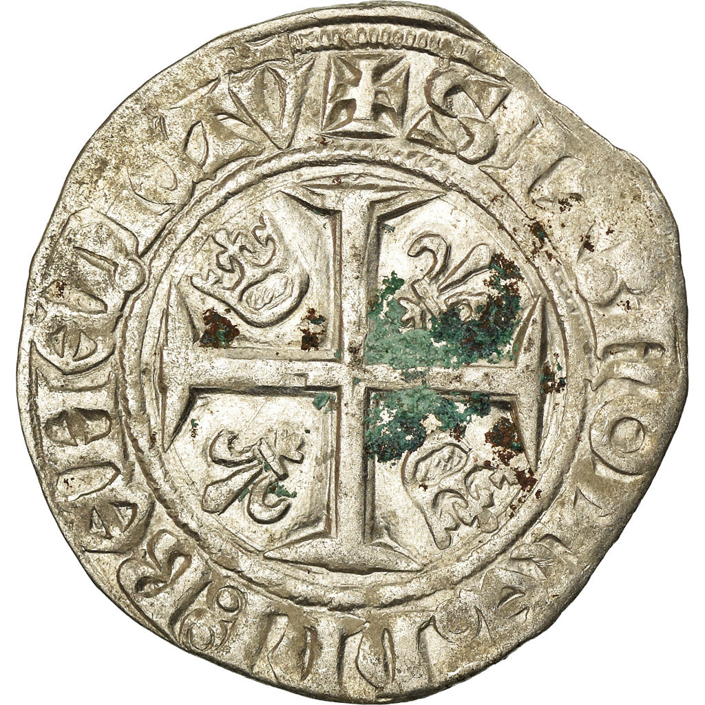 Coin, France, Charles VI, Blanc Guénar, Rouen, VF(30-35), Billon, Duplessy:377A