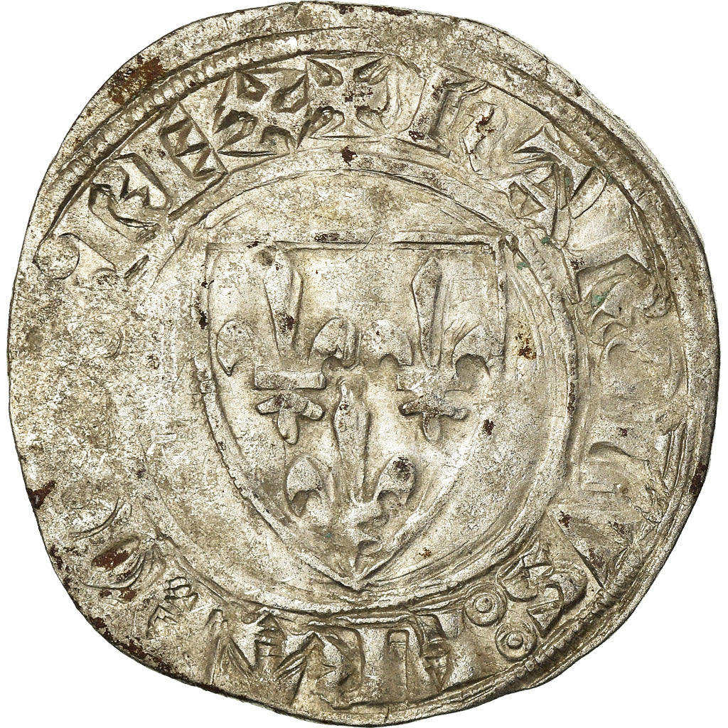 Coin, France, Charles VI, Blanc Guénar, Rouen, VF(30-35), Billon, Duplessy:377A