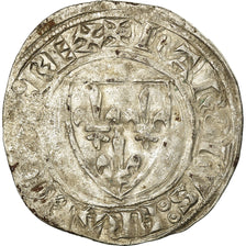 Coin, France, Charles VI, Blanc Guénar, Rouen, VF(30-35), Billon, Duplessy:377A