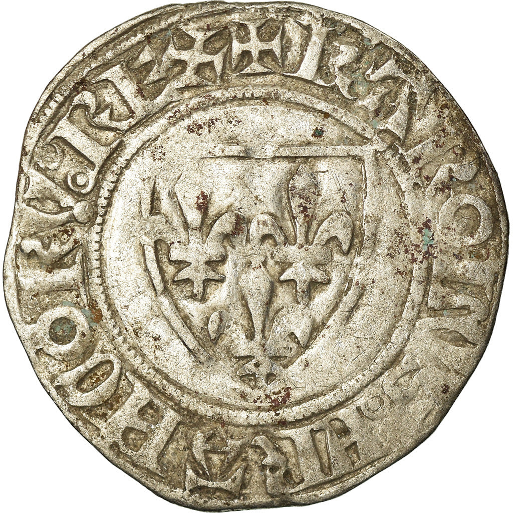 Coin, France, Charles VI, Blanc Guénar, Rouen, VF(30-35), Billon, Duplessy:377A