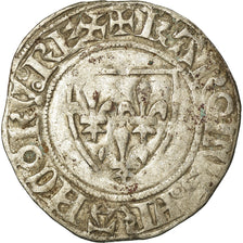 Coin, France, Charles VI, Blanc Guénar, Rouen, VF(30-35), Billon, Duplessy:377A