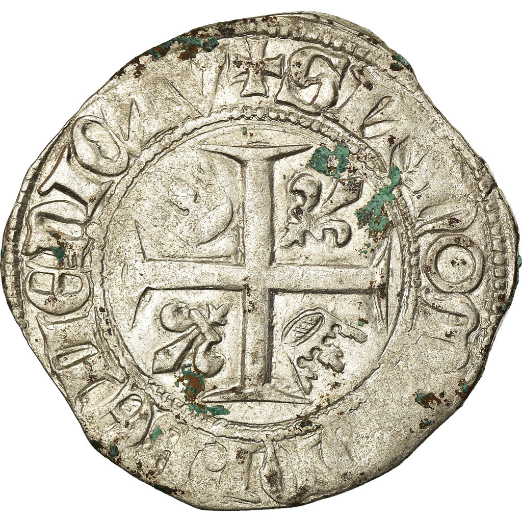 Coin, France, Charles VI, Blanc Guénar, Rouen, VF(30-35), Billon, Duplessy:377A