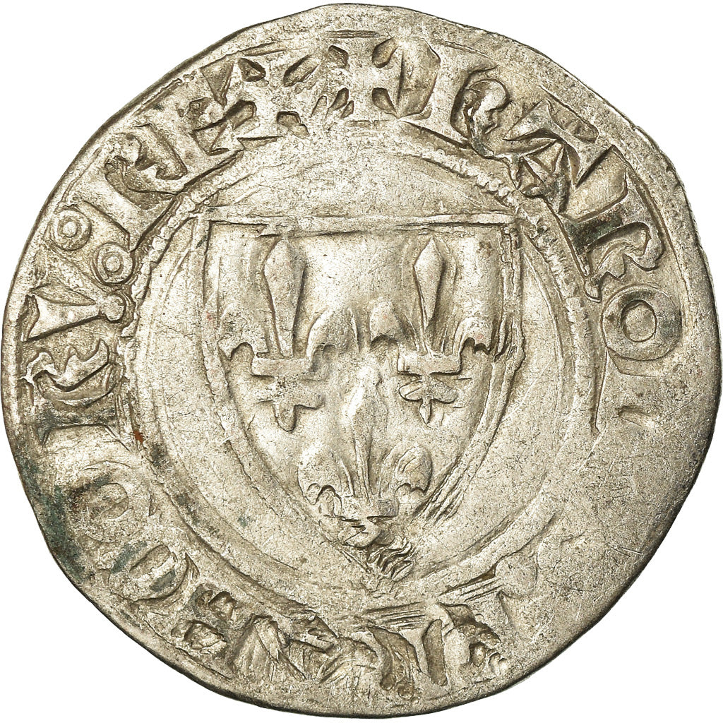Coin, France, Charles VI, Blanc Guénar, Rouen, VF(30-35), Billon, Duplessy:377A