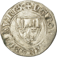 Coin, France, Charles VI, Blanc Guénar, Rouen, VF(30-35), Billon, Duplessy:377A