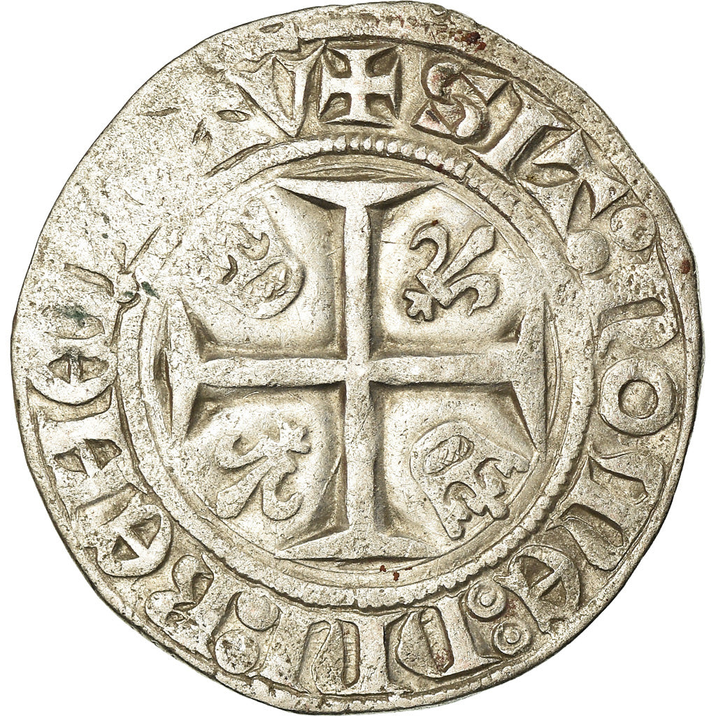 Coin, France, Charles VI, Blanc Guénar, Rouen, VF(30-35), Billon, Duplessy:377A