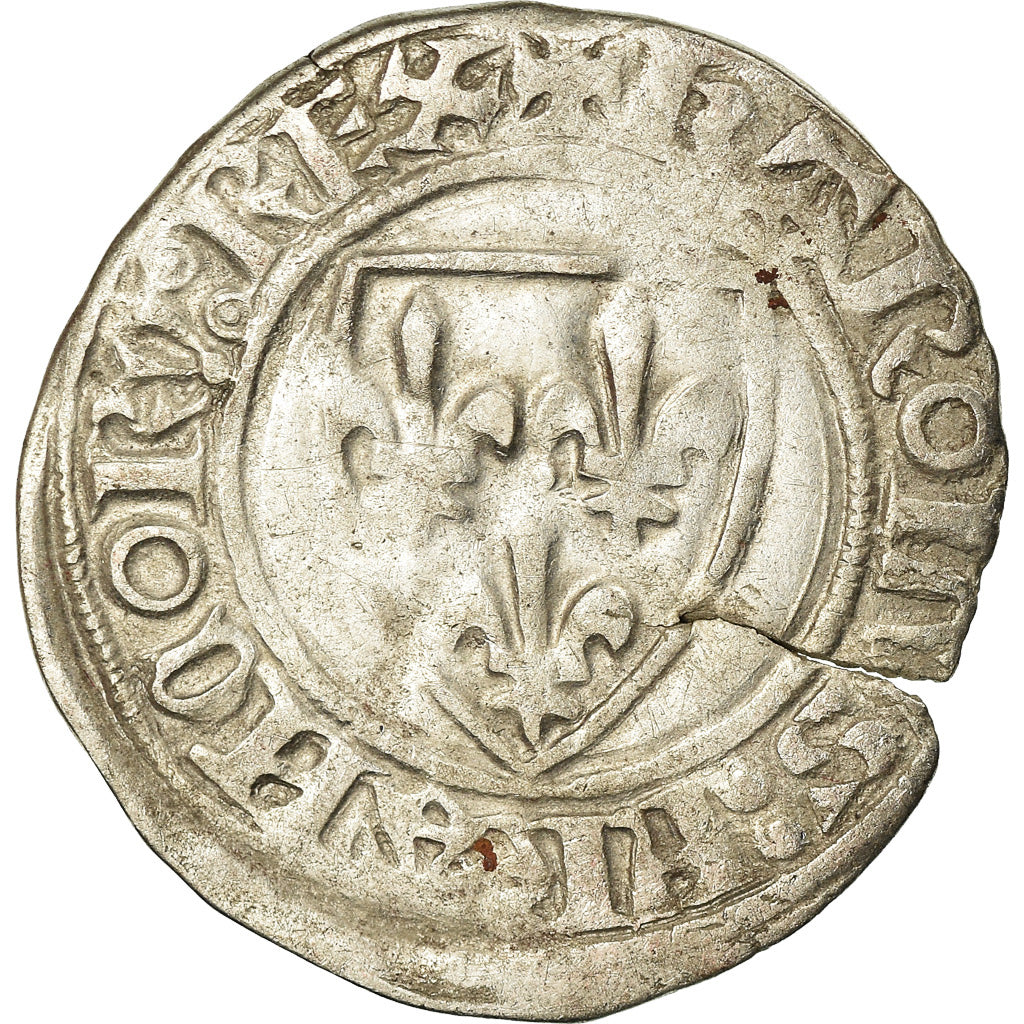Coin, France, Charles VI, Blanc Guénar, Rouen, VF(30-35), Billon, Duplessy:377A