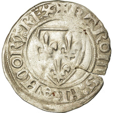 Coin, France, Charles VI, Blanc Guénar, Rouen, VF(30-35), Billon, Duplessy:377A