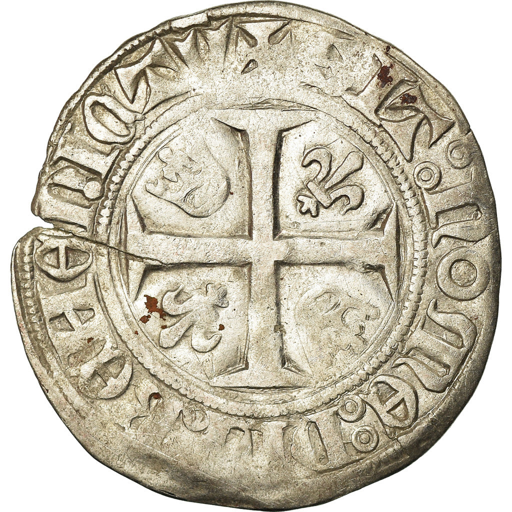 Coin, France, Charles VI, Blanc Guénar, Rouen, VF(30-35), Billon, Duplessy:377A