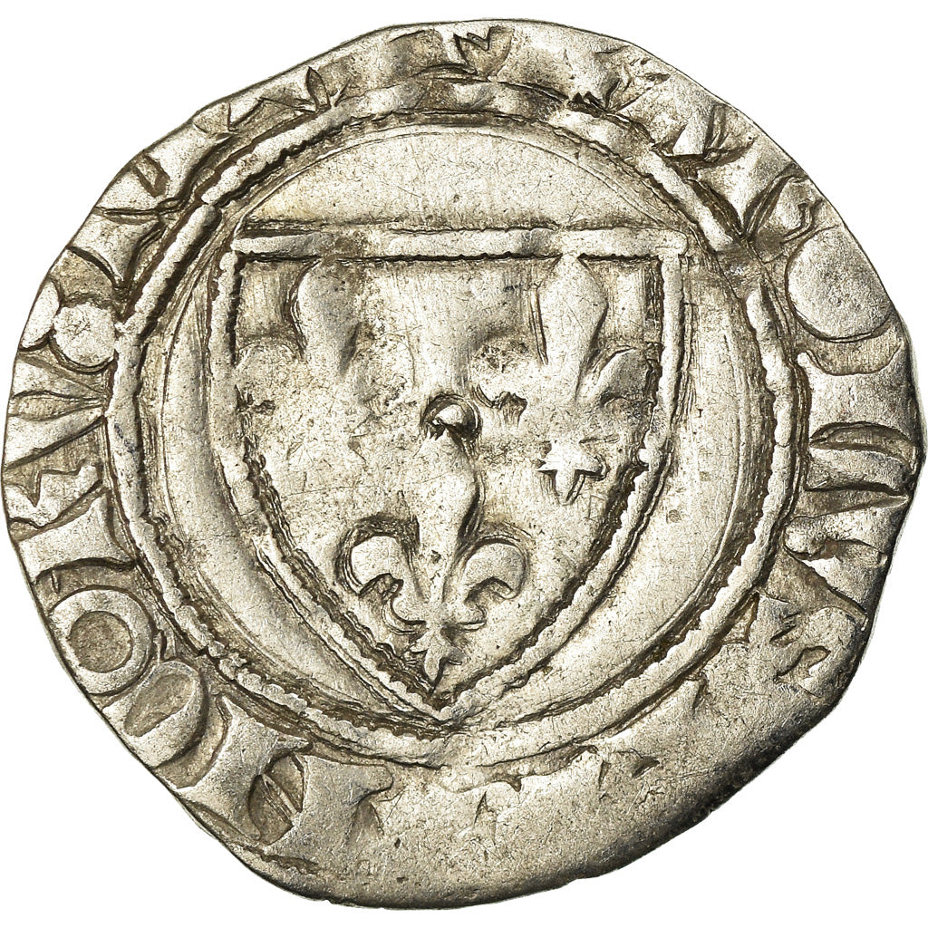 Monnaie, France, Charles VI, Blanc Guénar, TB, Billon, Duplessy:377