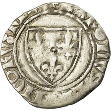 Monnaie, France, Charles VI, Blanc Guénar, TB, Billon, Duplessy:377