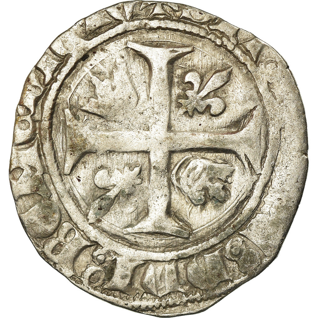 Monnaie, France, Charles VI, Blanc Guénar, TB, Billon, Duplessy:377