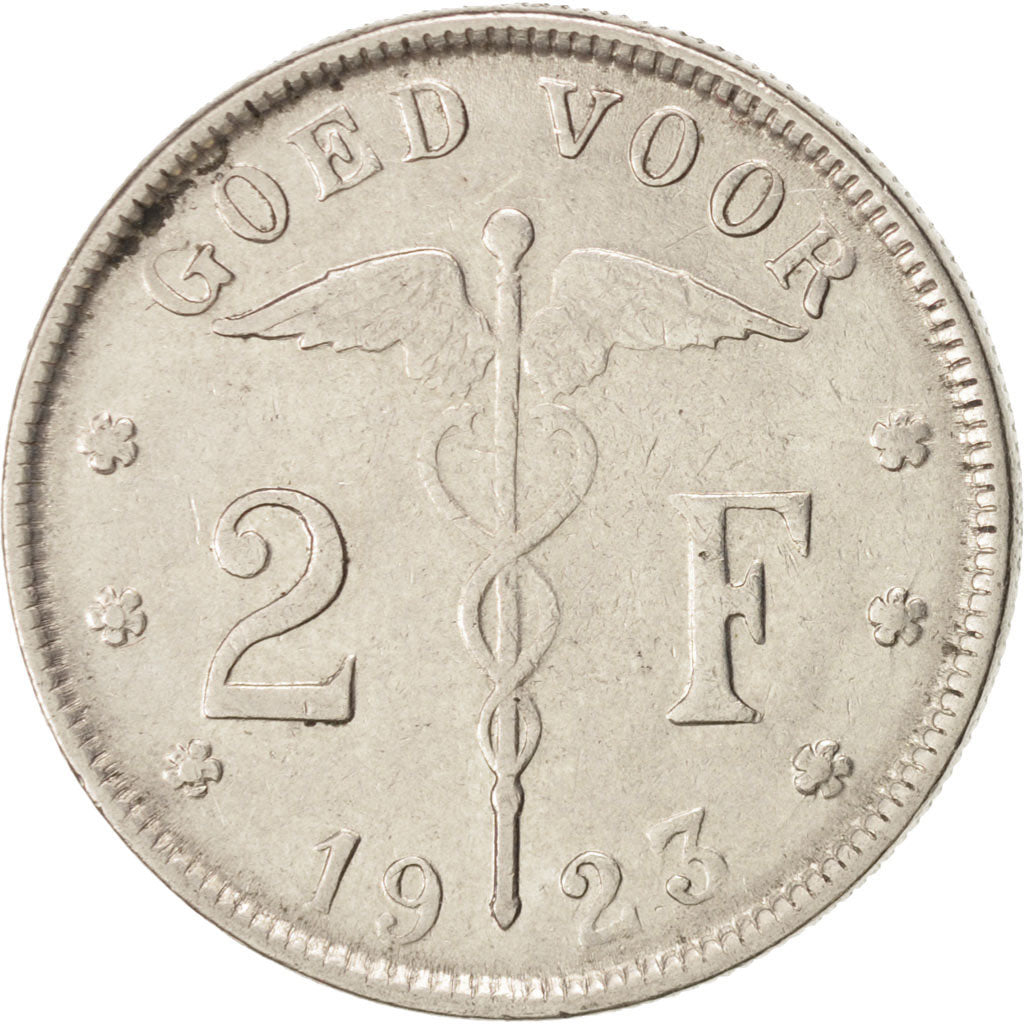 Coin, Belgium, 2 Francs, 2 Frank, 1923, EF(40-45), Nickel, KM:92