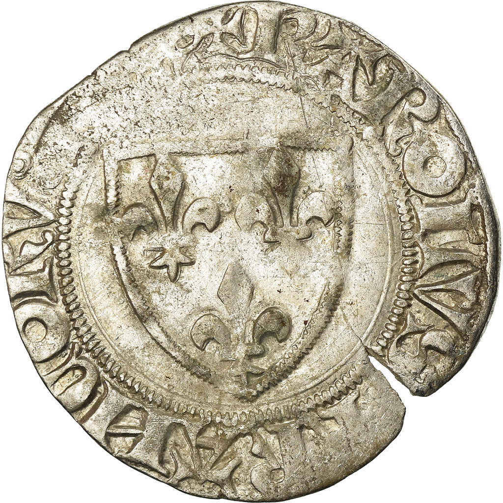 Monnaie, France, Charles VI, Blanc Guénar, TB, Billon, Duplessy:377