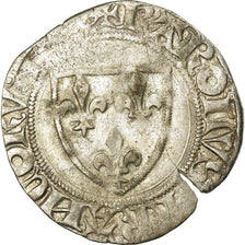 Monnaie, France, Charles VI, Blanc Guénar, TB, Billon, Duplessy:377